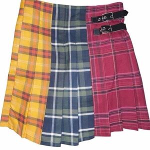 Plaid Multi-Color Pleated Skirt